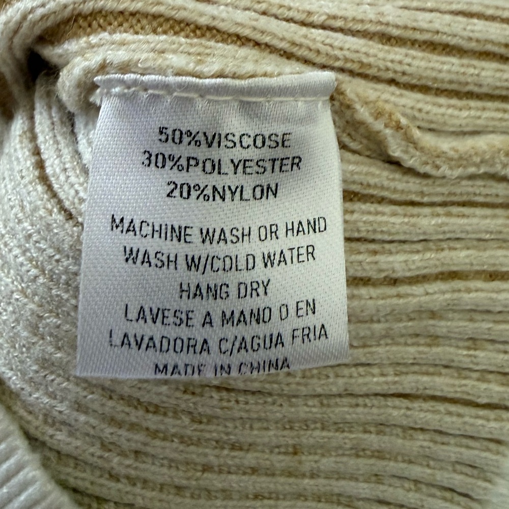 Oatmeal Ribbed Mock Neck Knit Top - Picture 4 of 4